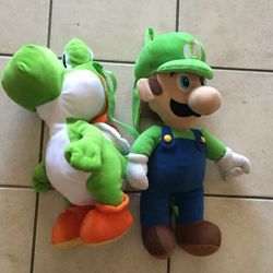 Luigi and yoshi super Mario backpacks