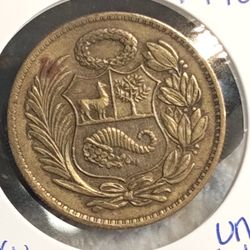 #516 Peru 1948 Un Sol Foreign Coin 