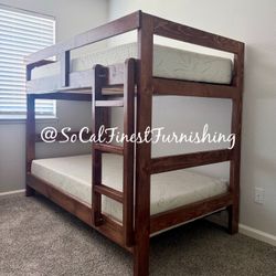 Brown Twin Bunk Bed And Mattress 