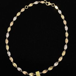 $350 Three Tone Gold Twisted Bracelet Anklet