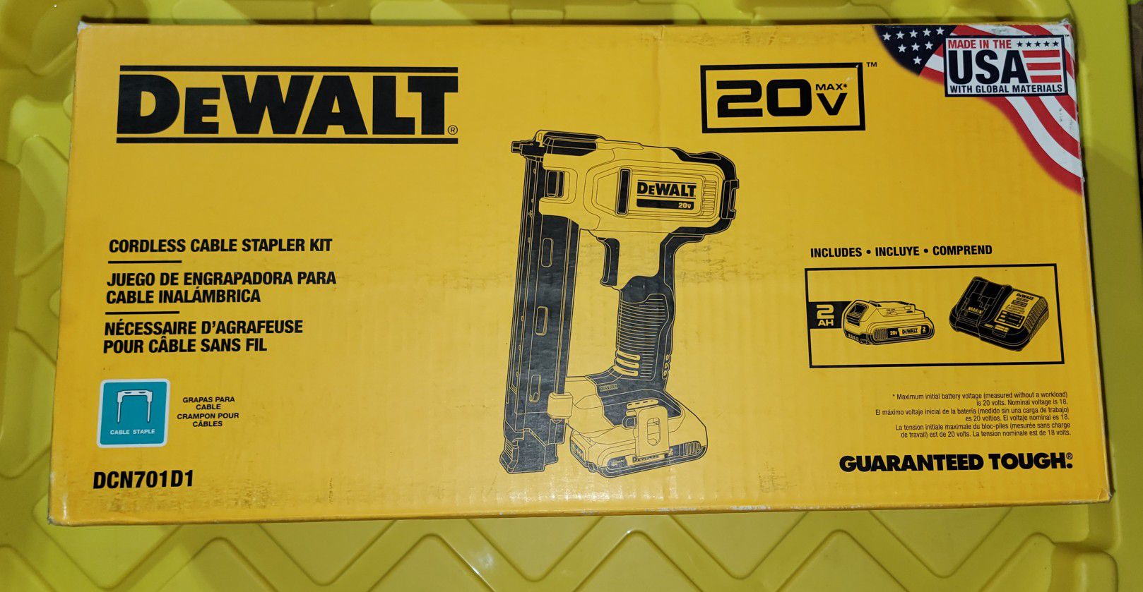Dewalt 20 Volt Max Lithium-Ion Cordless Cable Stapler Kit for Sale in  Kearny, NJ OfferUp