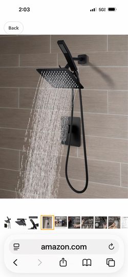 Shower Faucet Set, Dual Square Shower Head System with Handheld Wand, Diverter, Hose Complete C8 bl $50