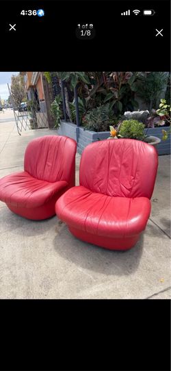 Vintage, leather club chairs, slide and swivel perfect game Chairs