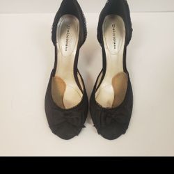 Delicious Black Satin Strapless Evening Heel Size 9