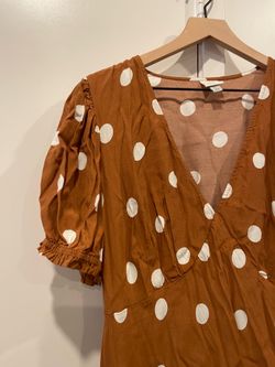 A New Day brown polka dot maxi dress with ruffle sleeves. Size: XXL