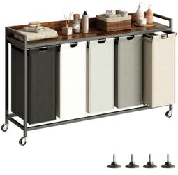 5-Section Laundry Sorter with Shelf