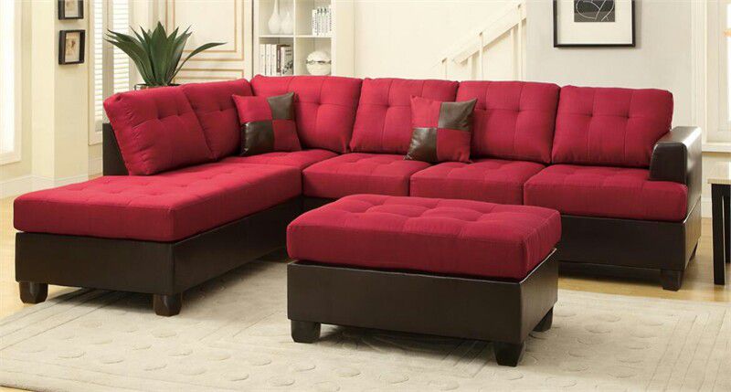 Sectional brand new red with ottoman and free shipping
