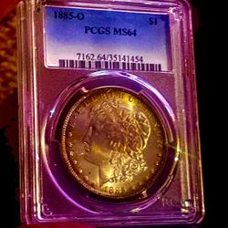 1885 O Toned Ms 64 Morgan Silver Dollar 