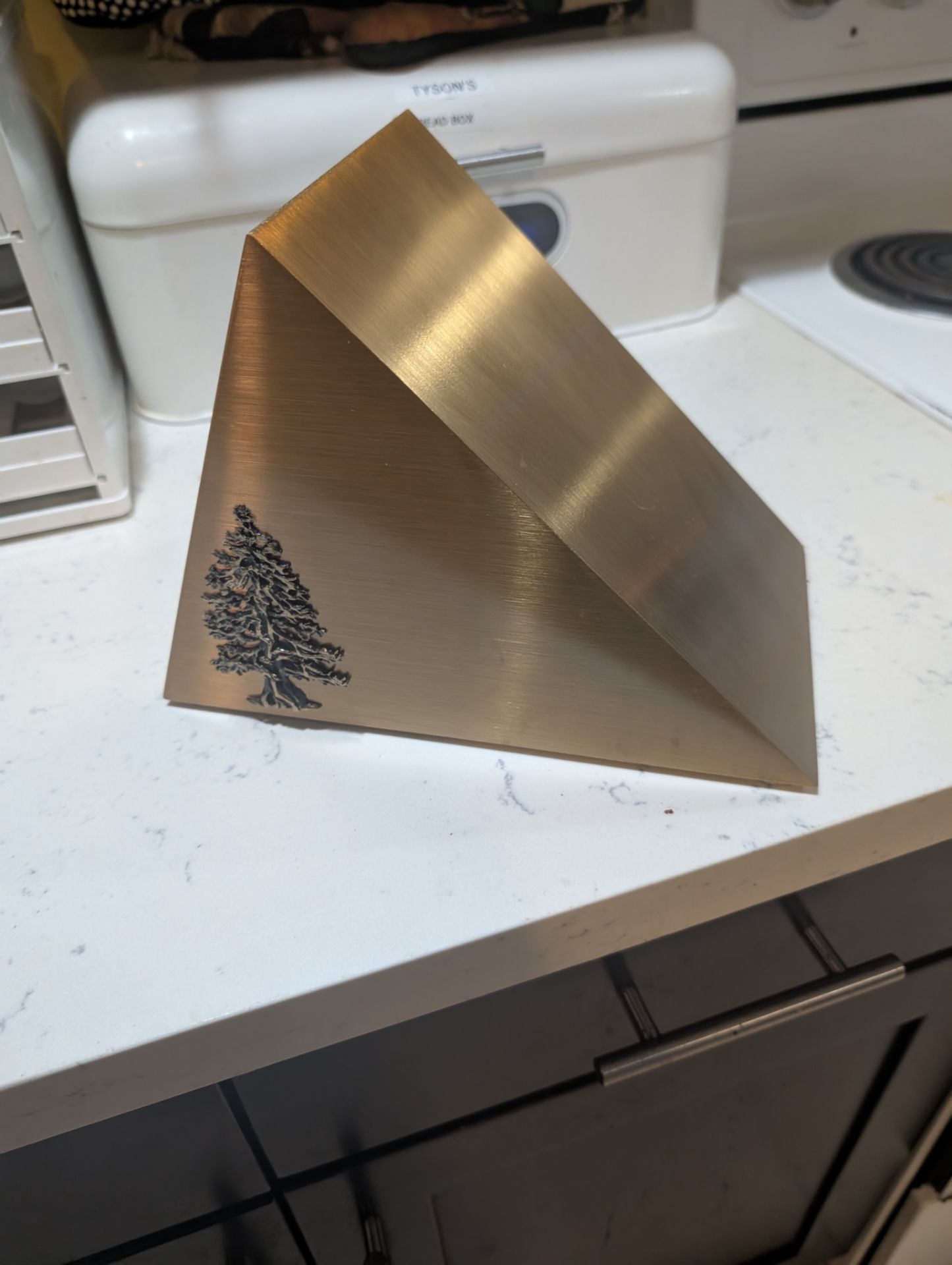 Brass Slanted Pyramid Sculpture - Art Structure