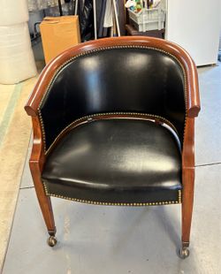 Barrel Black Vintage Leather Club Chairs — $60 Each