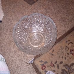 Vintage  Le Smith Glass/hob Star And Buttons Punch Bowl