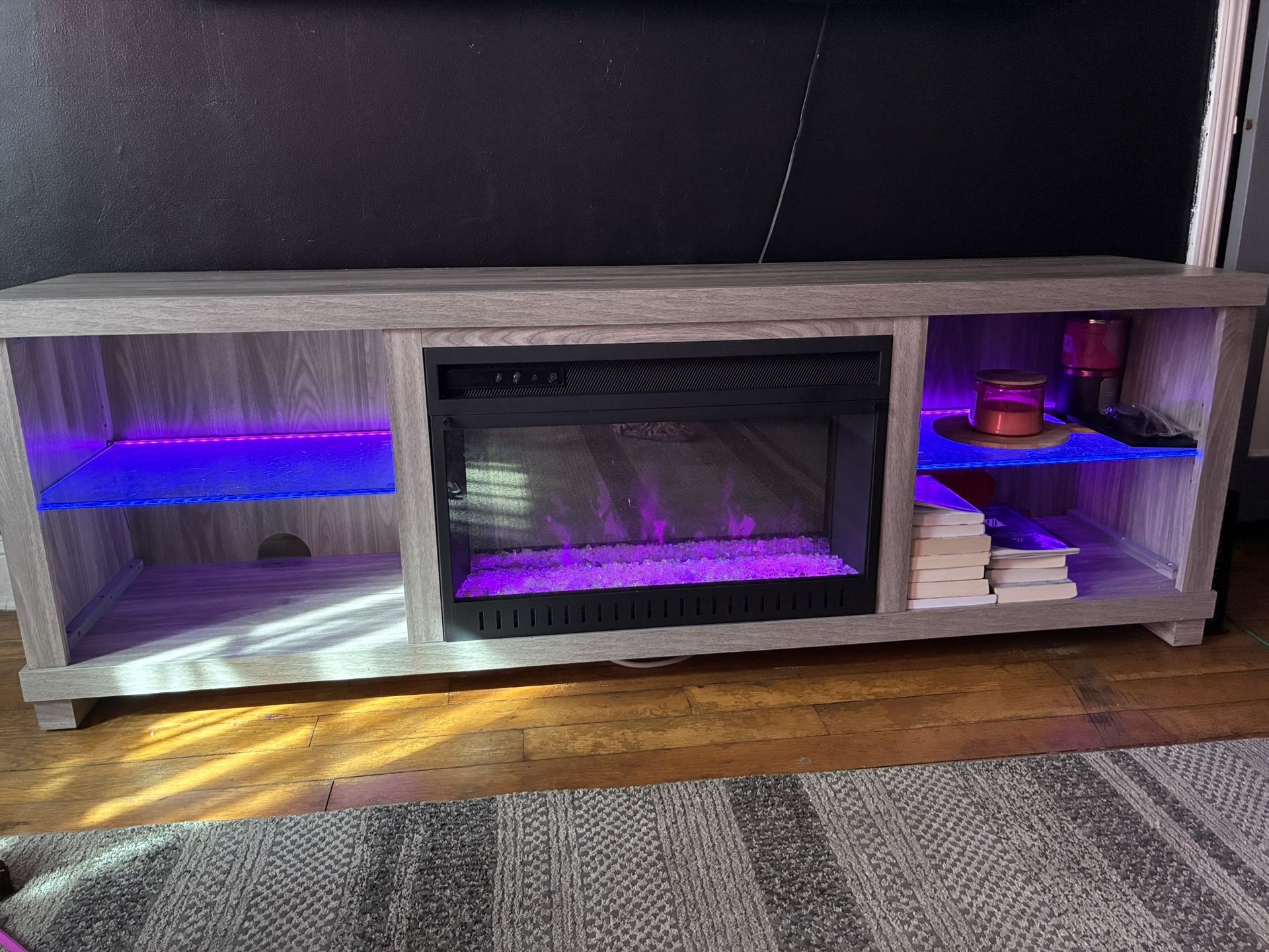 72” Fireplace LED TV Stand