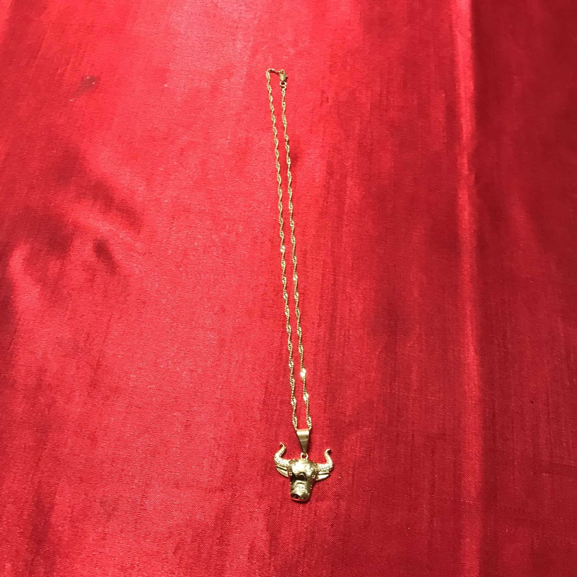 18” Chain With Little Bull Pendant. 14k Gold Plated. Ideal Gift To Mother’s Day, Birthday, Celebration And More.