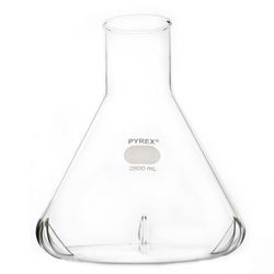 Pyrex 4423 2xl Borosilicate Glass Wide Mouth Fernbach-Style Culture Flask with Baffles, 2800ml Capacity