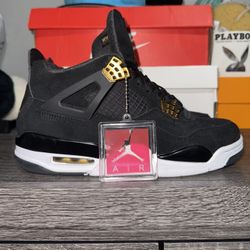 Air Jordan 4 Retro Black Metallic Gold-White 