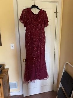 Burgundy Beaded Sequin Formal Gown