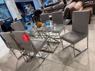 Glass Top Dining Table with 6 Chairs 💖💖