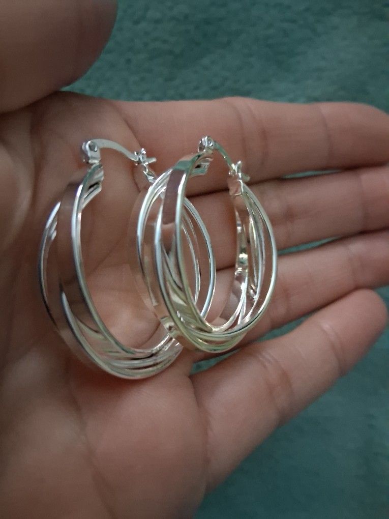 925 Sterling Silver Big Earrings 