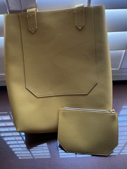 Yellow Leather Bag with Purse