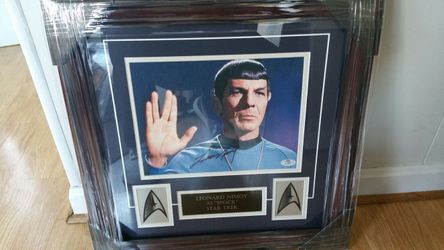 Signed Leonard Nimoy "Spock" Star Trek Framed coa