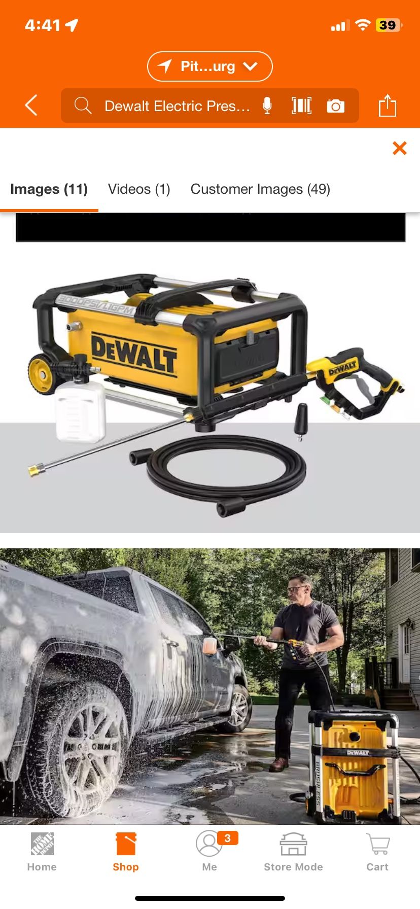 3000 PSI 1.1 GPM 15 Amp Cold Water Electric Pressure Washer with Internal Equipment Storage