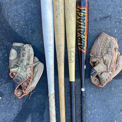 Baseball Lot! Bats and Gloves!