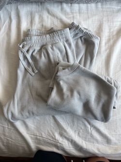 Gray Waffle Knit Sweatpants Set