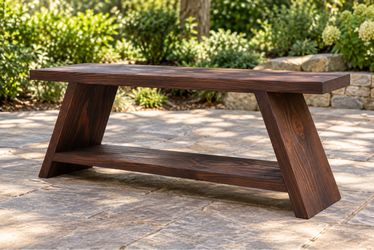 Solid Wood Bench with Lower Shelf
