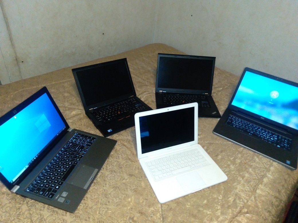 5 Laptops  For Sale Dell Toshiba IBM Aple