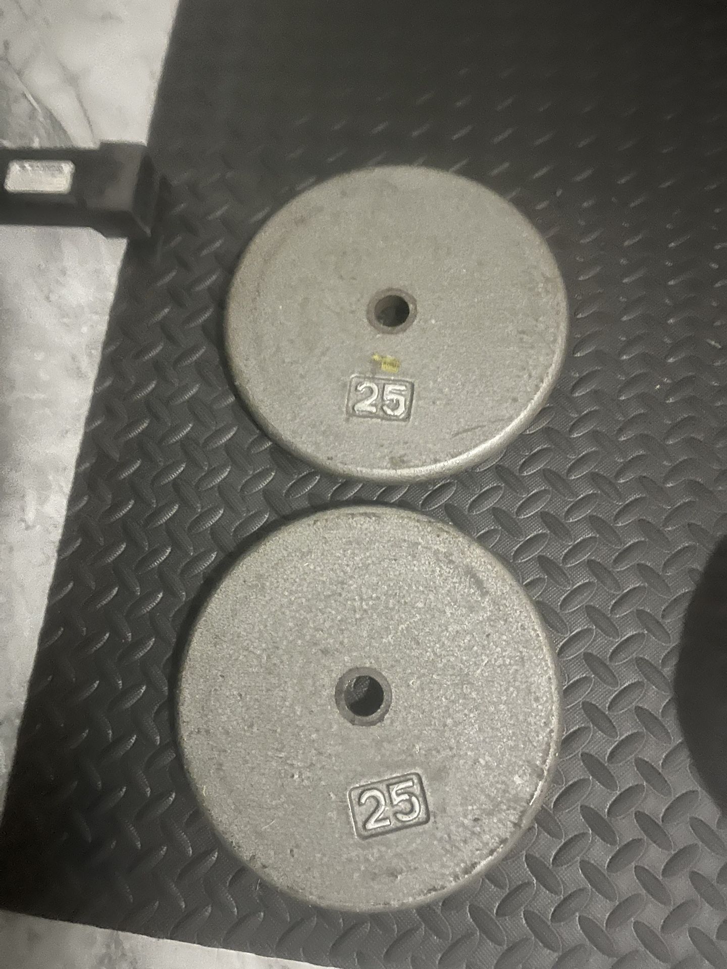 Pair Of 25lb Steel Standard Inch Weights Plates Total 50lb