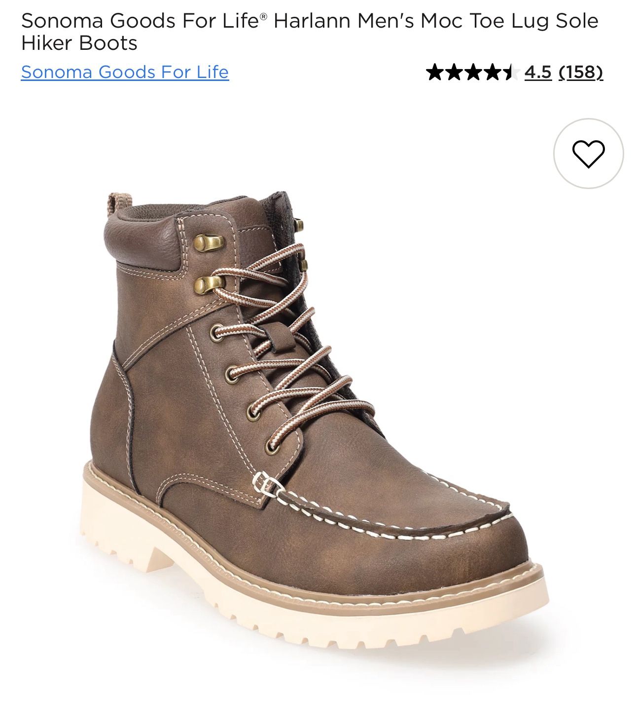 Sonoma Goods For Life® Harlann Men's Moc Toe Lug Sole Hiker Boots Work Botas Trabajo