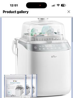 New in box Bear Baby Bottle Washer Sterilizer Dryer All-in-One, 90 Detergent Tablets Fits Bottles Pump Parts & Feeding Essentials, Deep Clean, Steam S