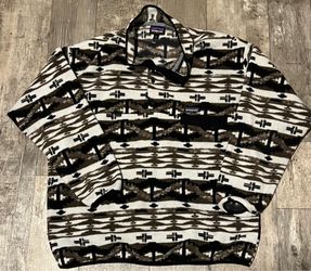 Mens Patagonia Synchilla Snap-T Fleece Shepherds Knit Birch White and multi colored fleece size xxl.