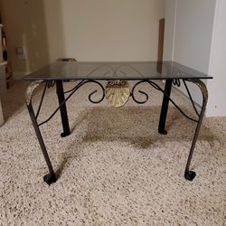 Metal End Table with Glass Top