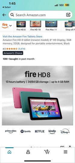 Amazon Fire HD Tablet 8” 