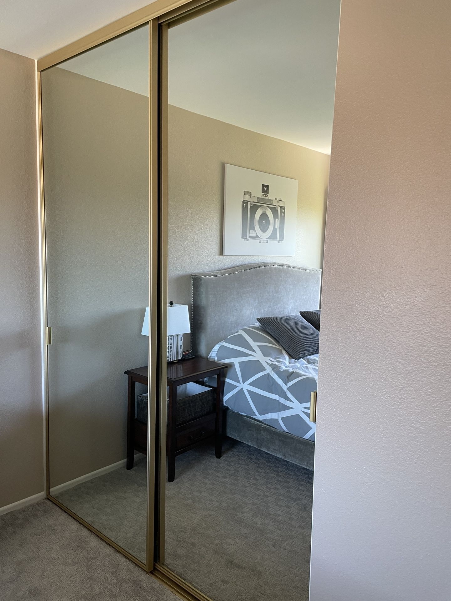 Mirror Closet Sliding Doors Gold Trim 60x96