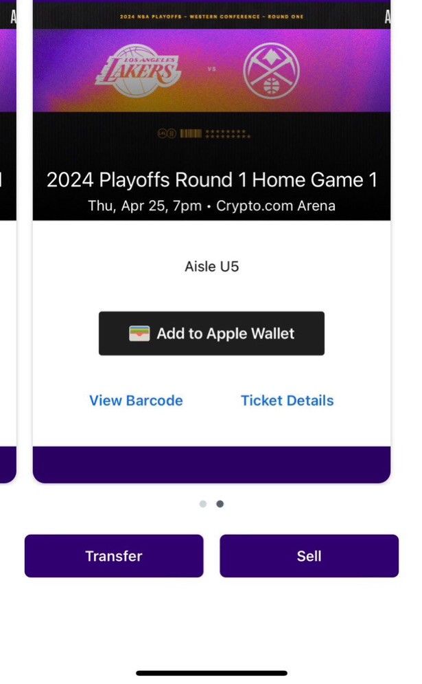 Lakers vs Nuggets tickets - Game 3 & Game 4 @ Crypto arena - $300 each (best price available)