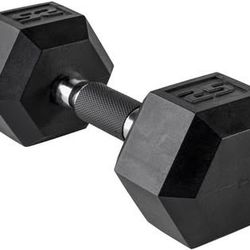 New Cap Barbell 25LB Single Rubber Hex Dumbbell with Comfort Grip. Retail price is $37.01.
