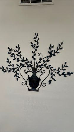 Metal Vase with Branches Wall Art