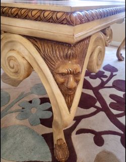 Beautiful, Vintage Hand-carved, Maitland Smith leather top Writing Desk