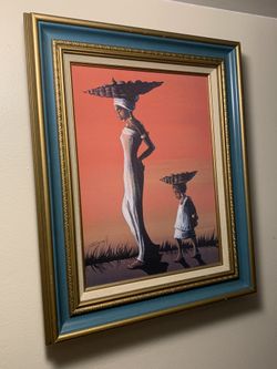 HAITIAN PAINTING SIGNED RARE VINTAGE VIBRANT COLORS EUC