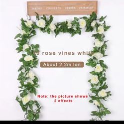 New /4 Pcs / 2.2M Artificial White Flower Fake Hanging Fake Vine Plants Leaves Artificials Garland Flowers Wedding Decoration