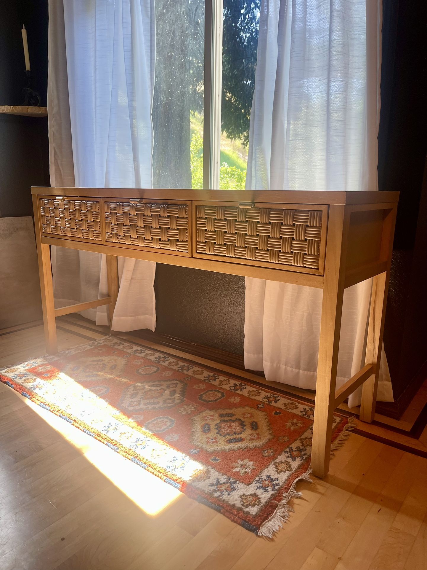 Studio McGee Woven 3 Drawer Console/sofa Table Entry Table