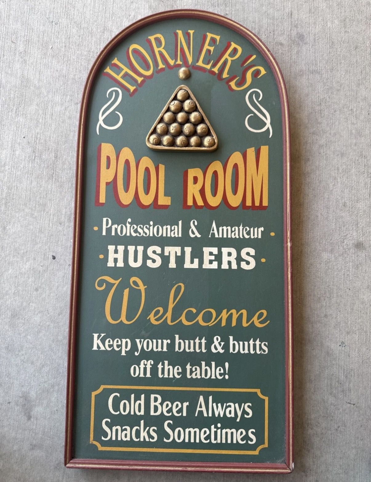Billiard Pool Handcrafted Collectable Wood Sign