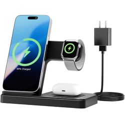 🔥Brand new🔥 Wireless Charging Station, 3 in 1 Charger Stand, Black 298