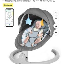 Babyeap Baby Swing for Infants - APP Remote Bluetooth Control, 5 Speed Settings, 10 Lullabies, USB Plug (Gray)