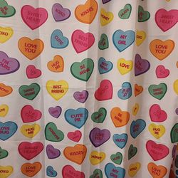 Colorful Heart Shower Curtain Valentine Day Theme Romantic Sweetheart Polka Dots