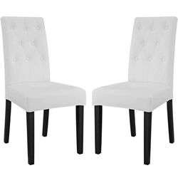 2pcs Dining Chair Button Tufted Chair with Soft Padded and Wood Legs for Home Kitchen and Restaurant
