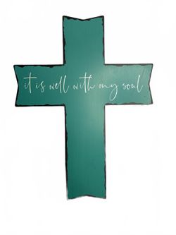 Hobby Lobby Teal Cross Wall Decor – “It Is Well with My Soul”