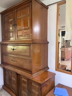 3 in one ! 1 Wooden Armoire ; 2 night stands.